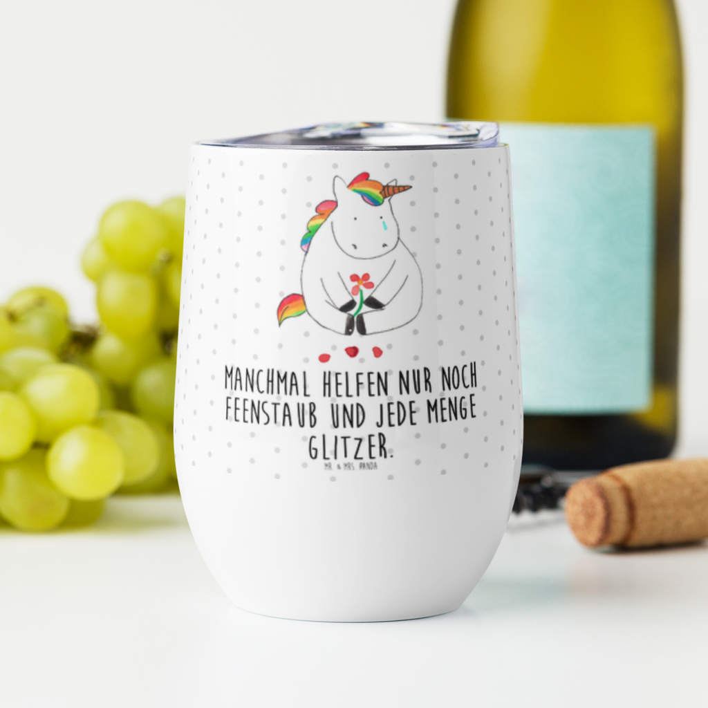 Weinbecher Einhorn Traurig Weinbecher, Glühwein Becher, Heißgetränke, Trinkbecher, Weinkelch, Weingläser, hochwertiger Weinbecher, Weinbecher Reisen, Weinbecher unterwegs, Thermobecher, Glühweinbecher, Einhorn, Einhörner, Einhorn Deko, Pegasus, Unicorn, Glitzer, Trösten. Freundschaft, Freunde, Liebe, Trauer, Grußkarte, Blume