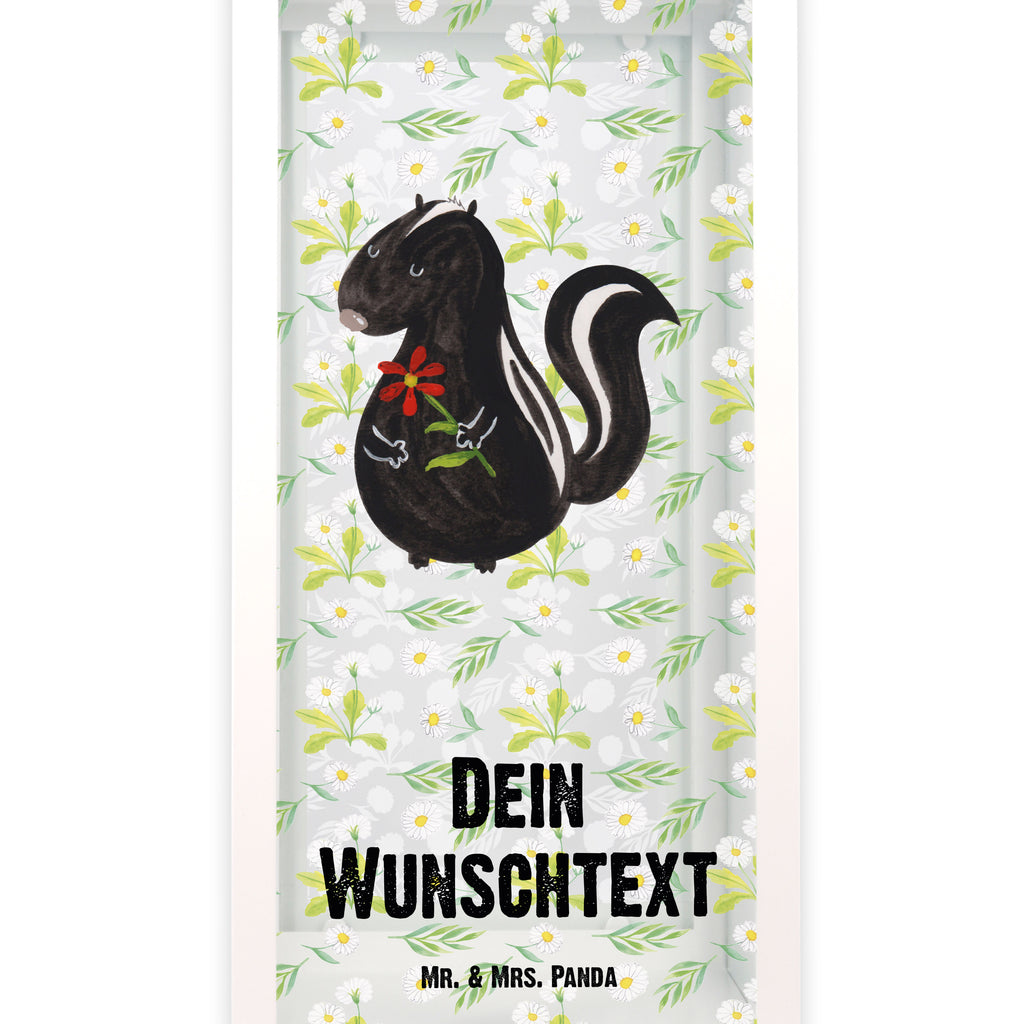 Personalisierte Deko Laterne Stinktier Blume Gartenlampe, Gartenleuchte, Gartendekoration, Gartenlicht, Laterne  kleine Laternen, XXL Laternen, Laterne groß, Stinktier, Skunk, Wildtier, Raubtier, Stinker, Stinki, Tagträumer, verträumt, Dreams, Träume