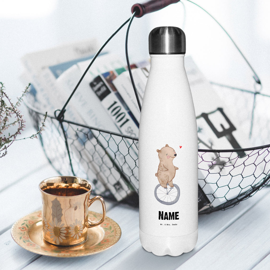 Personalisierte Thermosflasche Bär Einrad fahren Personalisierte Isolierflasche, Personalisierte Thermoflasche, Personalisierte Trinkflasche, Trinkflasche Mit Namen, Wunschname, Bedrucken, Namensflasche, Geschenk, Sport, Sportart, Hobby, Schenken, Danke, Dankeschön, Auszeichnung, Gewinn, Sportler, Einrad fahren