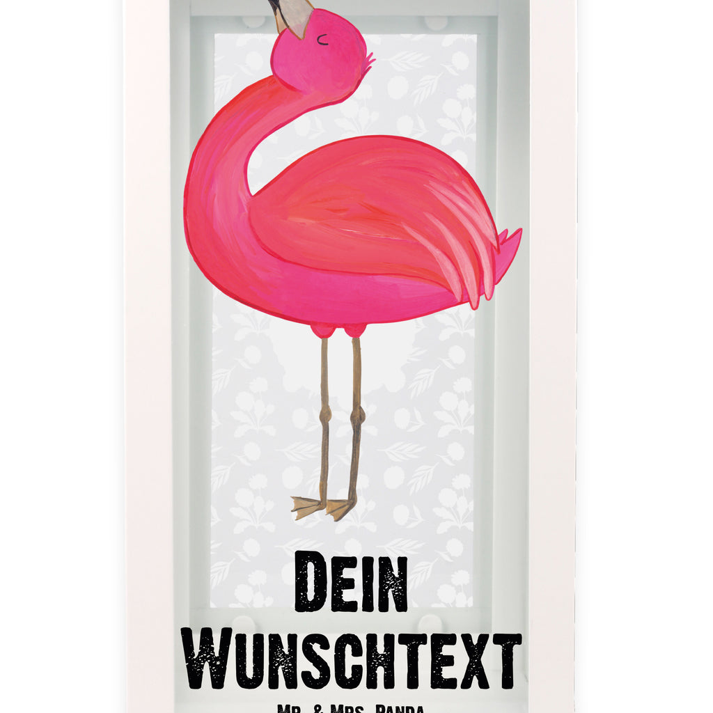 Personalisierte Deko Laterne Flamingo stolz Gartenlampe, Gartenleuchte, Gartendekoration, Gartenlicht, Laterne kleine Laternen, XXL Laternen, Laterne groß, Flamingo, stolz, Freude, Selbstliebe, Selbstakzeptanz, Freundin, beste Freundin, Tochter, Mama, Schwester