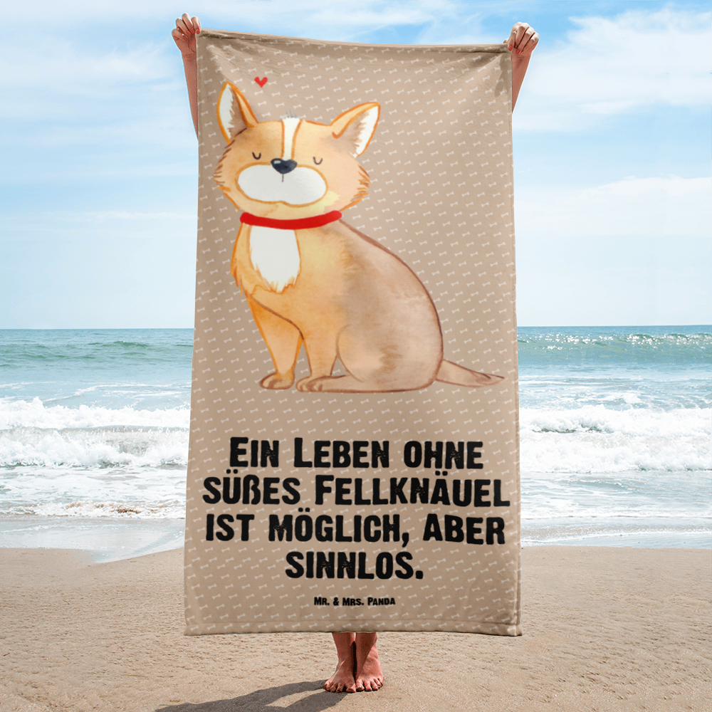 XL Badehandtuch Hundeglück Handtuch, Badetuch, Duschtuch, Strandtuch, Saunatuch, Hund, Hundemotiv, Haustier, Hunderasse, Tierliebhaber, Hundebesitzer, Sprüche, Corgie, Hundeliebe, Spruch, Hundemama, Liebe