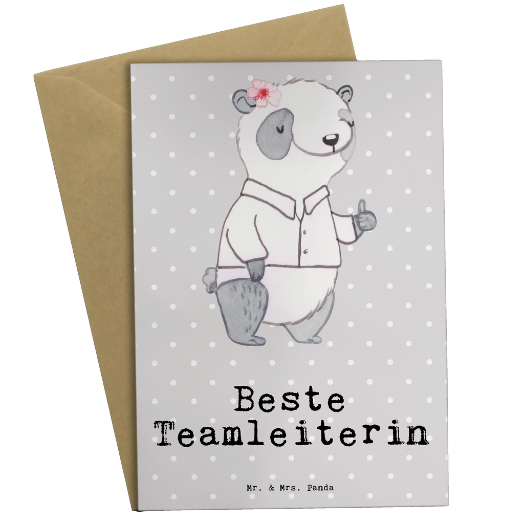 Grußkarte Panda Beste Teamleiterin Grußkarte, Klappkarte, Einladungskarte, Glückwunschkarte, Hochzeitskarte, Geburtstagskarte, Karte, Ansichtskarten, für, Dankeschön, Geschenk, Schenken, Geburtstag, Geburtstagsgeschenk, Geschenkidee, Danke, Bedanken, Mitbringsel, Freude machen, Geschenktipp, Teamleiterin, Seminarleiterin, Gruppenleiterin, Leiterin, Kollegin, Chefin, Vorgesetzte, Abschied, Abschiedsgeschenk, Ruhestand