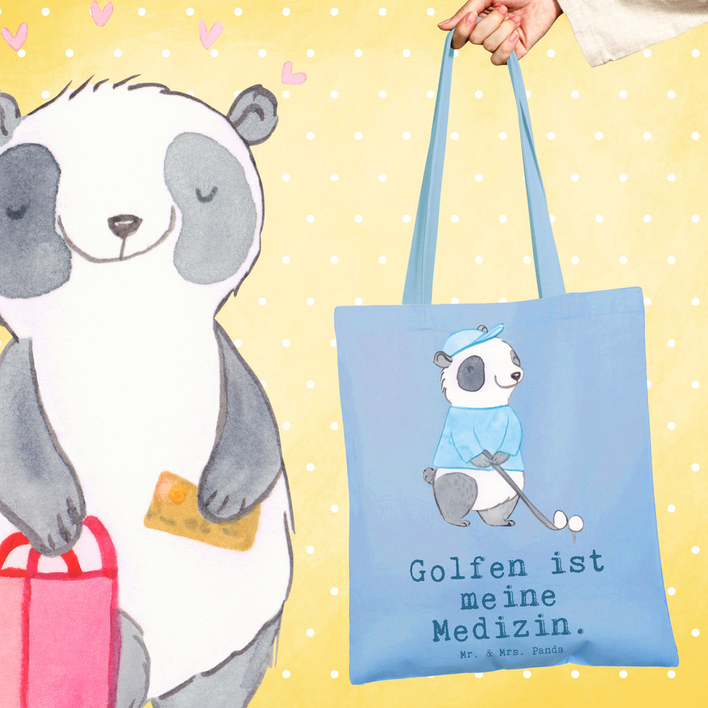 Tragetasche Panda Golfen Medizin Beuteltasche, Beutel, Einkaufstasche, Jutebeutel, Stoffbeutel, Tasche, Shopper, Umhängetasche, Strandtasche, Schultertasche, Stofftasche, Tragetasche, Badetasche, Jutetasche, Einkaufstüte, Laptoptasche, Geschenk, Sport, Sportart, Hobby, Schenken, Danke, Dankeschön, Auszeichnung, Gewinn, Sportler, Golfen, Golf spielen, Golfplatz, Golfturnier, Golf Verein