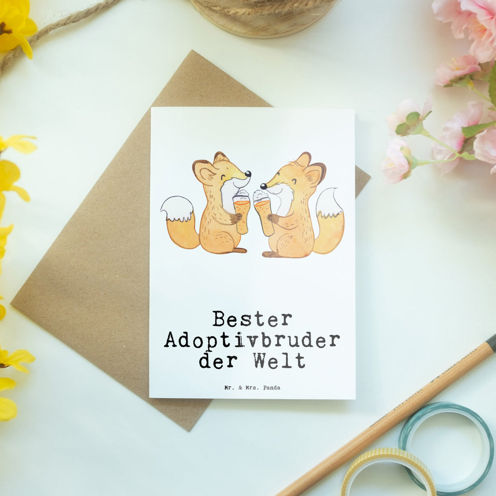 Grußkarte Fuchs Bester Adoptivbruder der Welt Grußkarte, Klappkarte, Einladungskarte, Glückwunschkarte, Hochzeitskarte, Geburtstagskarte, Karte, Ansichtskarten, für, Dankeschön, Geschenk, Schenken, Geburtstag, Geburtstagsgeschenk, Geschenkidee, Danke, Bedanken, Mitbringsel, Freude machen, Geschenktipp, Adoptivbruder, adoptiert, Bruder, Brudi, Geschwister, Bruderherz, Schwester, Familie, Kleinigkeit, Brother, Bester, Sohn