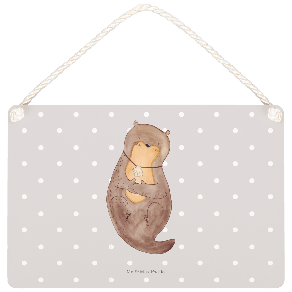 Deko Schild Otter mit Muschelmedaillon Dekoschild, Deko Schild, Schild, Tür Schild, Türschild, Holzschild, Wandschild, Wanddeko, Otter, Fischotter, Seeotter, Otterliebe, grübeln, träumen, Motivation, Tagträumen, Büro