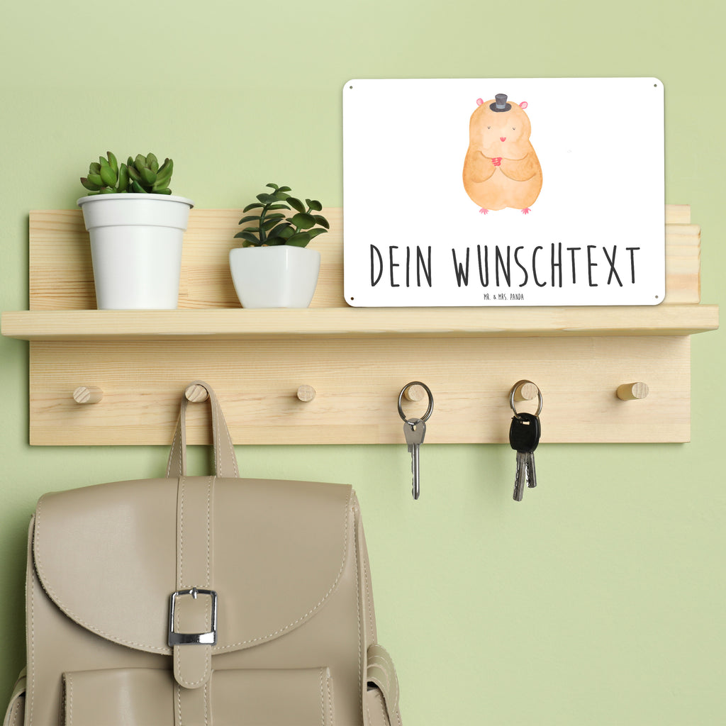 Personalisiertes Blechschild Hamster Hut Blechschild, Metallschild, Geschenk Schild, Schild, Magnet-Metall-Schild, Deko Schild, Wandschild, Wand-Dekoration, Türschild, Tiermotive, Gute Laune, lustige Sprüche, Tiere, Hamster, Hut, Magier, Zylinder, Zwerghamster, Zauberer