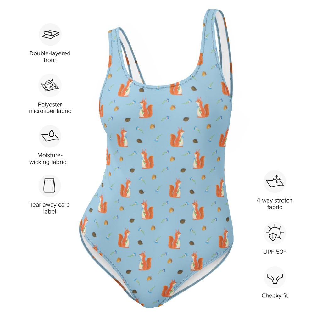 Badeanzug Eichhörnchen Blume Muster Badebekleidung, Bademode, Badeanzug, Swimsuit, Rückenfreier Badeanzug, Luxus-Bademode, Tiermotive, Gute Laune, lustige Sprüche, Tiere, Eichhörnchen, Eichhorn, Spruch positiv, Lachen, Spaß, Motivation Sprüche, Motivation Bilder, glücklich Spruch, Spruch Deko