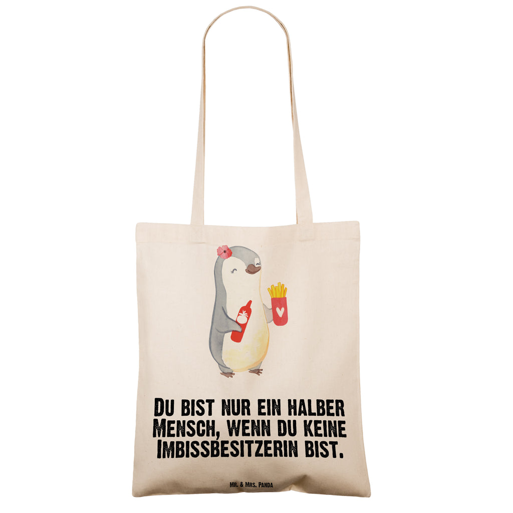 Tragetasche Imbissbesitzerin mit Herz Beuteltasche, Beutel, Einkaufstasche, Jutebeutel, Stoffbeutel, Tasche, Shopper, Umhängetasche, Strandtasche, Schultertasche, Stofftasche, Tragetasche, Badetasche, Jutetasche, Einkaufstüte, Laptoptasche, Beruf, Ausbildung, Jubiläum, Abschied, Rente, Kollege, Kollegin, Geschenk, Schenken, Arbeitskollege, Mitarbeiter, Firma, Danke, Dankeschön, Imbissbesitzerin, Imibissverkäuferin, Pommesverkäuferin, Pommesliebe