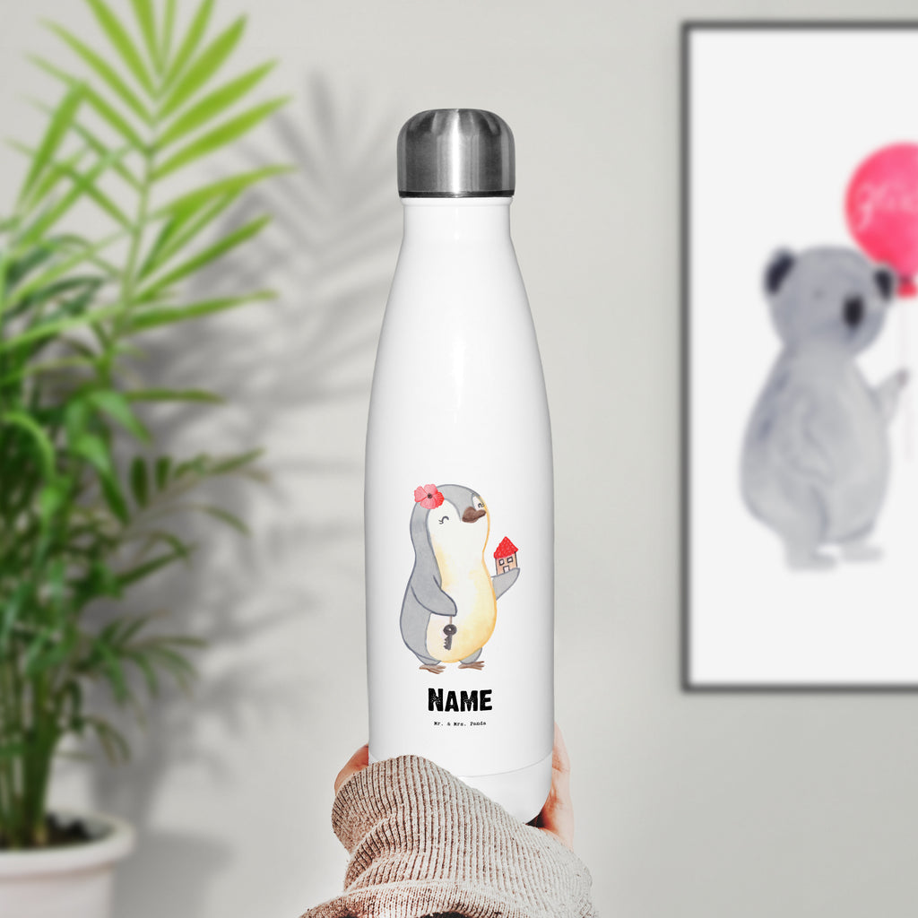 Personalisierte Thermosflasche Immobilienmaklerin mit Herz Personalisierte Isolierflasche, Personalisierte Thermoflasche, Personalisierte Trinkflasche, Trinkflasche Mit Namen, Wunschname, Bedrucken, Namensflasche, Beruf, Ausbildung, Jubiläum, Abschied, Rente, Kollege, Kollegin, Geschenk, Schenken, Arbeitskollege, Mitarbeiter, Firma, Danke, Dankeschön, Immobilienmaklerin, Immobilienhändlerin, Immobilienkauffrau, Immobilienbüro