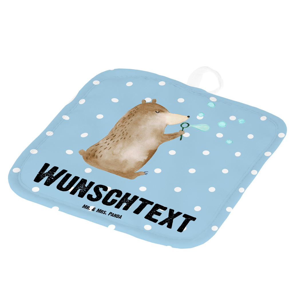 Personalisierte Topflappen Bär Seifenblasen Topflappen personalisiert, Personalisierte Topfuntersetzer, Personalisierter Ofenhandschuh, Topflappen Set personalisiert, Topflappen mit Namen, Namensaufdruck, Bär, Teddy, Teddybär, Seifenblasen Bär Lustig Sein Glücklich Traurig Happy