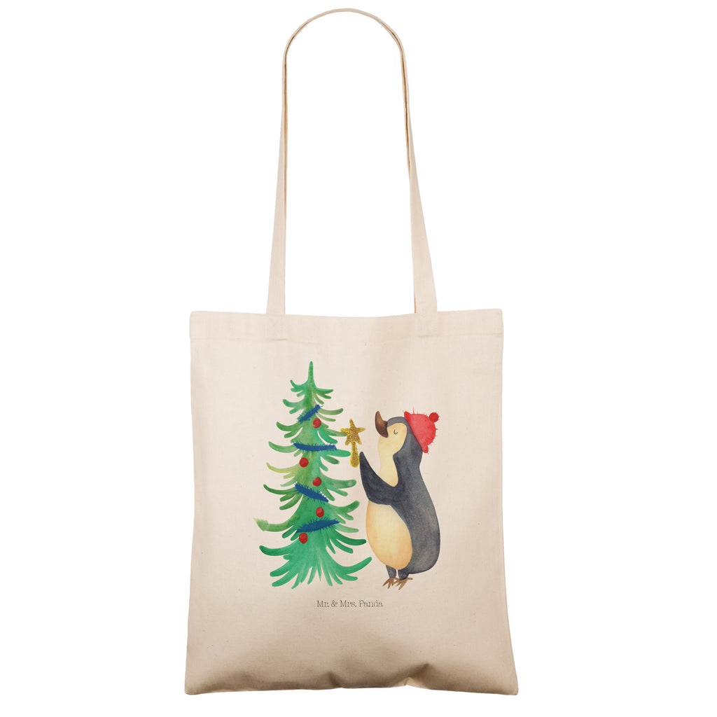 Tragetasche Pinguin Weihnachtsbaum Beuteltasche, Beutel, Einkaufstasche, Jutebeutel, Stoffbeutel, Tasche, Shopper, Umhängetasche, Strandtasche, Schultertasche, Stofftasche, Tragetasche, Badetasche, Jutetasche, Einkaufstüte, Laptoptasche, Winter, Weihnachten, Weihnachtsdeko, Nikolaus, Advent, Heiligabend, Wintermotiv, Pinguin