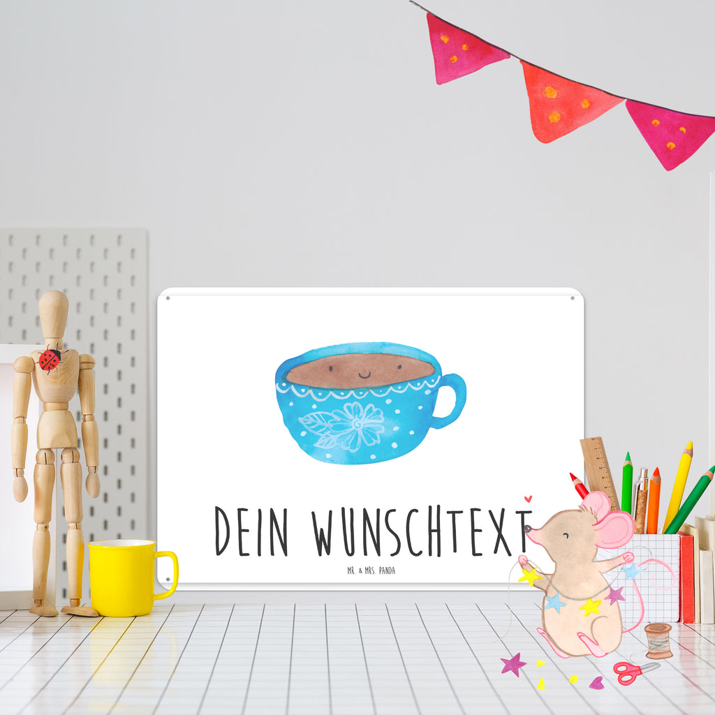 Personalisiertes Blechschild Kaffee Tasse Blechschild, Metallschild, Geschenk Schild, Schild, Magnet-Metall-Schild, Deko Schild, Wandschild, Wand-Dekoration, Türschild, Tiermotive, Gute Laune, lustige Sprüche, Tiere, Kaffee, Tasse, Liebe, Geschmack, Genuss, Glücklich