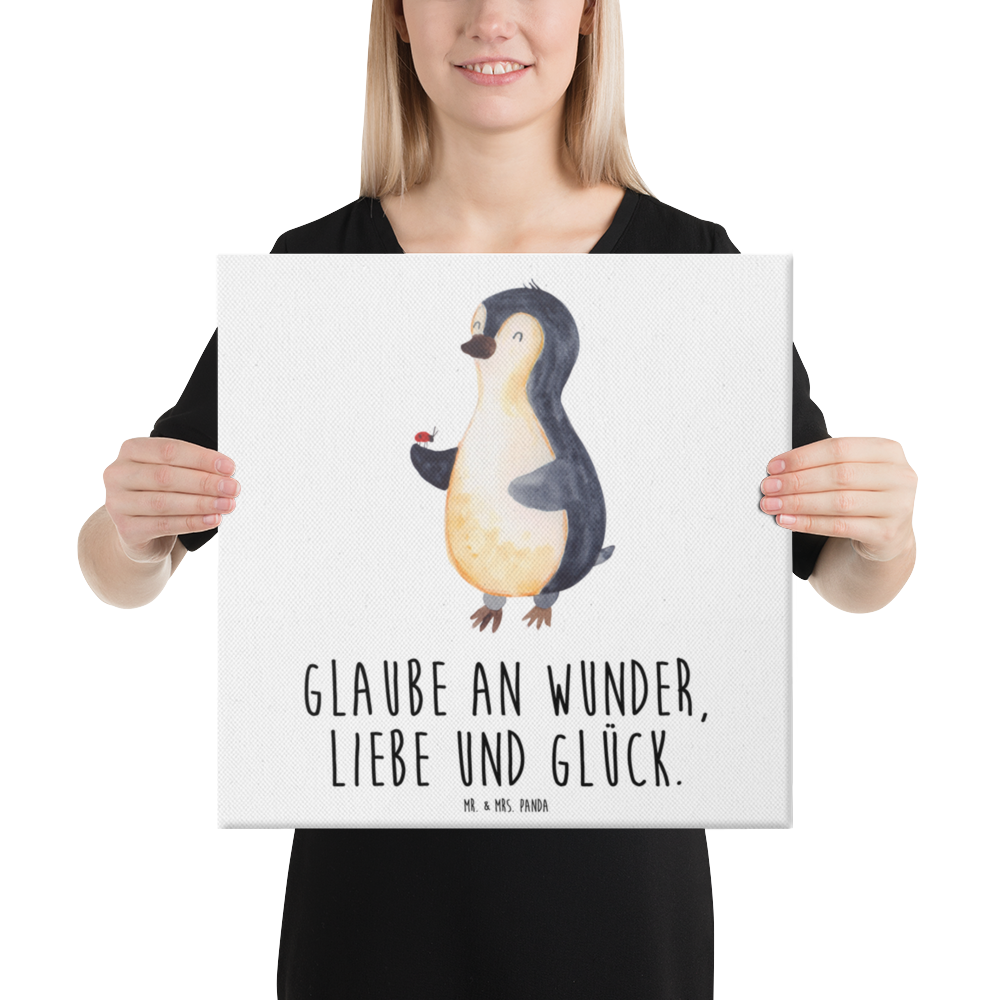 Leinwand Bild Pinguin Marienkäfer Leinwand, Bild, Kunstdruck, Wanddeko, Dekoration, Pinguin, Pinguine, Marienkäfer, Liebe, Wunder, Glück, Freude, Lebensfreude