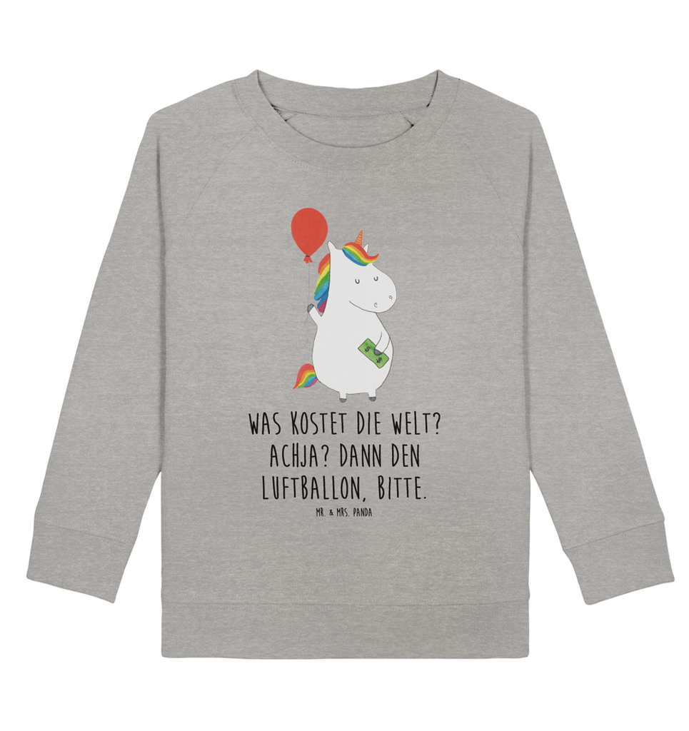 Organic Kinder Pullover Einhorn Luftballon Kinder Pullover, Kinder Sweatshirt, Jungen, Mädchen, Einhorn, Einhörner, Einhorn Deko, Pegasus, Unicorn, Luftballon, Geld, Lebenslust, Freude, Geschenk, Freundin