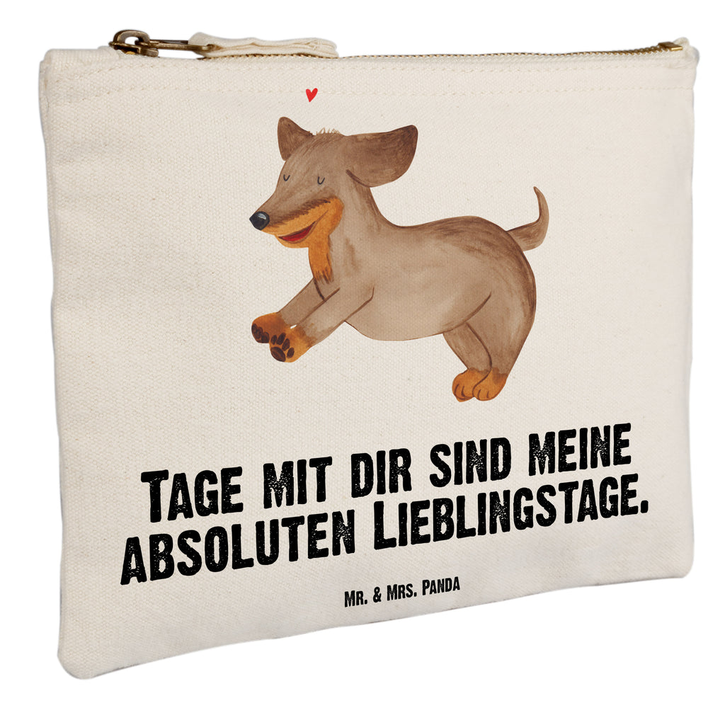 Schminktasche Hund Dackel fröhlich Schminktasche, Kosmetiktasche, Kosmetikbeutel, Stiftemäppchen, Etui, Federmappe, Makeup, XXL, Schminketui, Kosmetiketui, Schlamperetui, Hund, Hundemotiv, Haustier, Hunderasse, Tierliebhaber, Hundebesitzer, Sprüche, Hunde, Dackel, Dachshund, happy dog