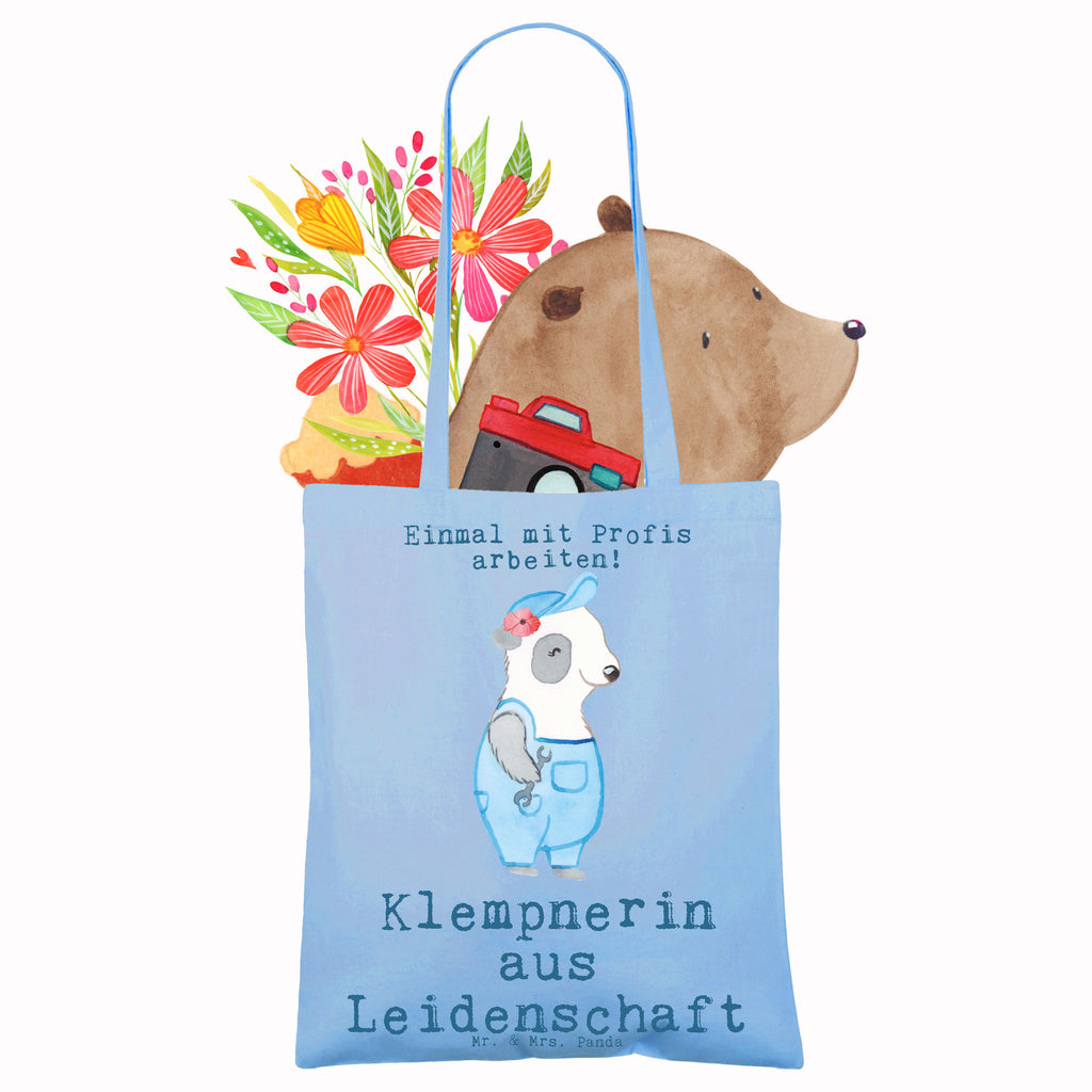 Tragetasche Klempnerin aus Leidenschaft Beuteltasche, Beutel, Einkaufstasche, Jutebeutel, Stoffbeutel, Tasche, Shopper, Umhängetasche, Strandtasche, Schultertasche, Stofftasche, Tragetasche, Badetasche, Jutetasche, Einkaufstüte, Laptoptasche, Beruf, Ausbildung, Jubiläum, Abschied, Rente, Kollege, Kollegin, Geschenk, Schenken, Arbeitskollege, Mitarbeiter, Firma, Danke, Dankeschön, Klempnerin, Handwerkerin, Installateurin, Meisterin, Gesellenprüfung, Fachbetrieb, Bauklempnerin, Sanitärinstallationen