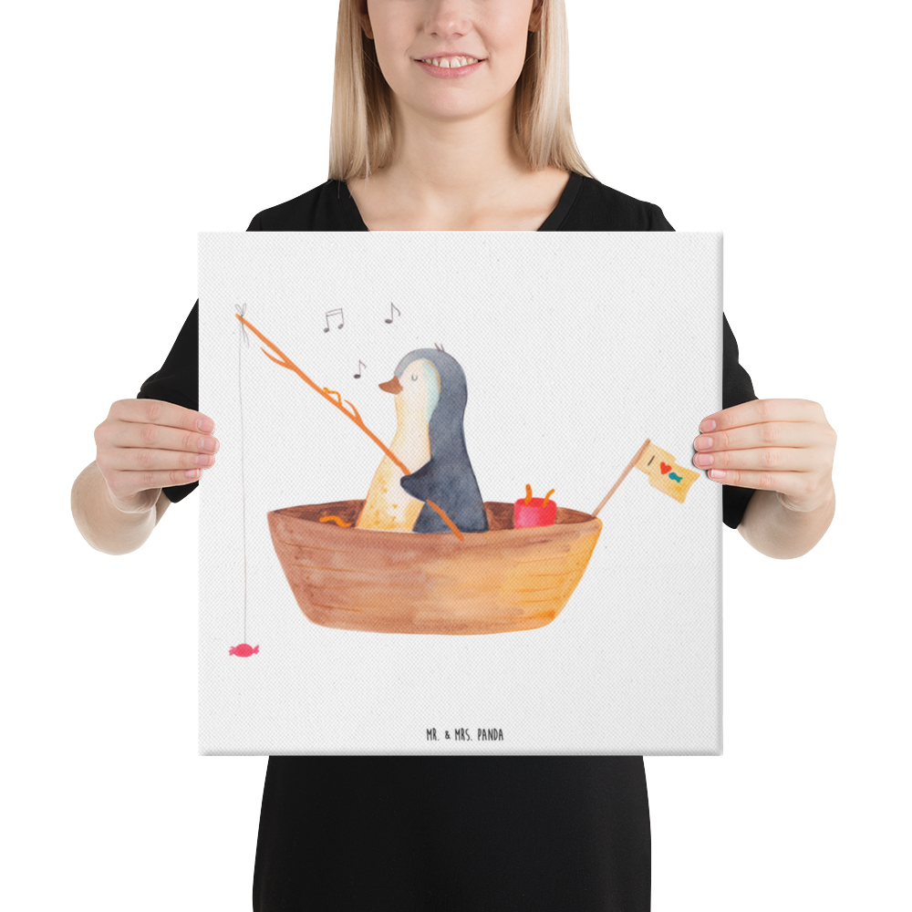 Leinwand Bild Pinguin Angelboot Leinwand, Bild, Kunstdruck, Wanddeko, Dekoration, Pinguin, Pinguine, Angeln, Boot, Angelboot, Lebenslust, Leben, genießen, Motivation, Neustart, Neuanfang, Trennung, Scheidung, Geschenkidee Liebeskummer