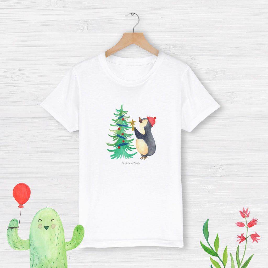 Organic Kinder T-Shirt Pinguin Weihnachtsbaum Kinder T-Shirt, Kinder T-Shirt Mädchen, Kinder T-Shirt Jungen, Winter, Weihnachten, Weihnachtsdeko, Nikolaus, Advent, Heiligabend, Wintermotiv, Pinguin