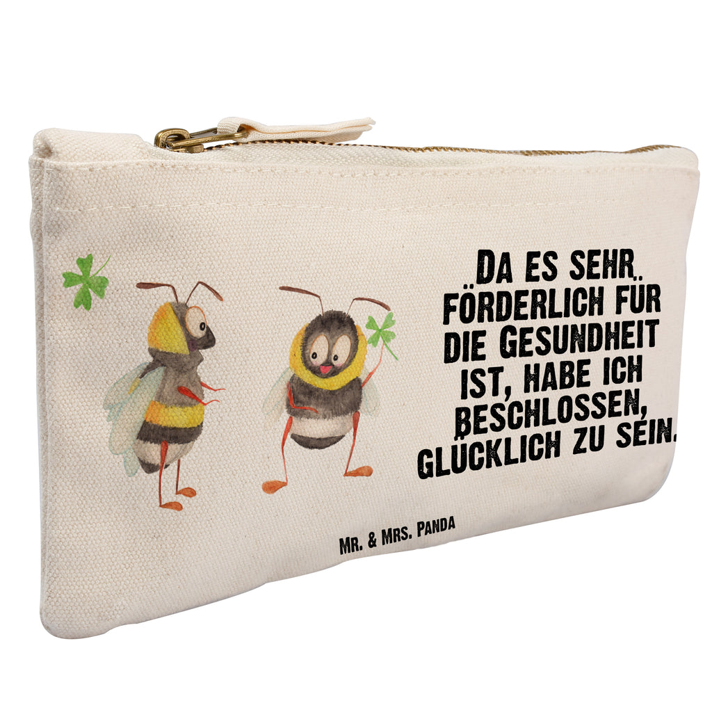 Schminktasche Hummeln mit Kleeblatt Schminktasche, Kosmetiktasche, Kosmetikbeutel, Stiftemäppchen, Etui, Federmappe, Makeup, XXL, Schminketui, Kosmetiketui, Schlamperetui, Tiermotive, Gute Laune, lustige Sprüche, Tiere, Hummel, Biene, Spruch positiv, Biene Deko, Spruch schön, glücklich sein, glücklich werden, Spruch fröhlich