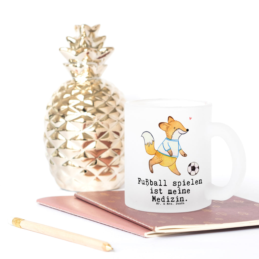 Teetasse Fuchs Fußball spielen Medizin Teetasse, Teeglas, Teebecher, Tasse mit Henkel, Tasse, Glas Teetasse, Teetasse aus Glas, Geschenk, Sport, Sportart, Hobby, Schenken, Danke, Dankeschön, Auszeichnung, Gewinn, Sportler, Fußball spielen, Fußballtraining, Fußballverein, Fußballmannschaft, Fußball Turnier, Punktspiele, Fußball