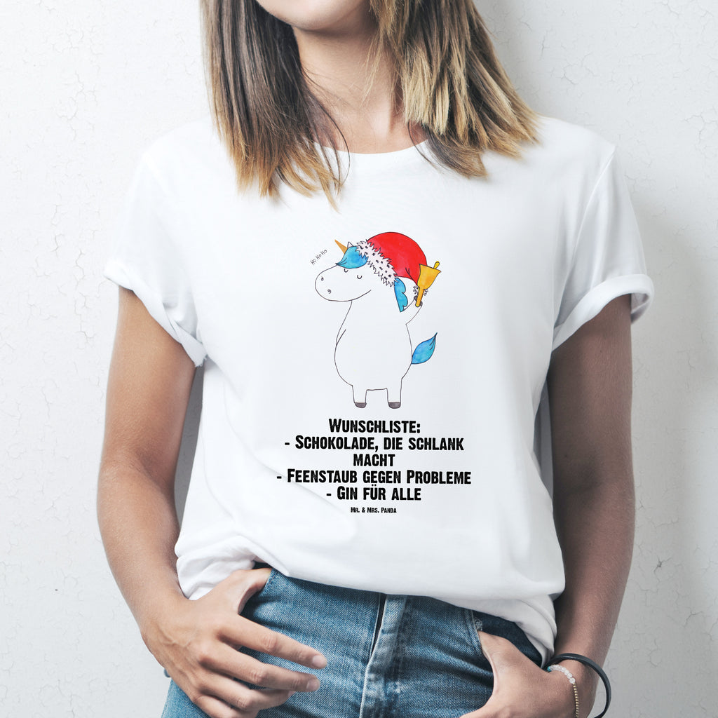 T-Shirt Standard Einhorn Weihnachtsmann T-Shirt, Shirt, Tshirt, Lustiges T-Shirt, T-Shirt mit Spruch, Party, Junggesellenabschied, Jubiläum, Geburstag, Herrn, Damen, Männer, Frauen, Schlafshirt, Nachthemd, Sprüche, Einhorn, Einhörner, Einhorn Deko, Pegasus, Unicorn, Gin, Schokolade, Schoki, Weihnachten, Weihnachtsmann, Nikolaus, Wunschzettel, Wunschliste, Feenstaub