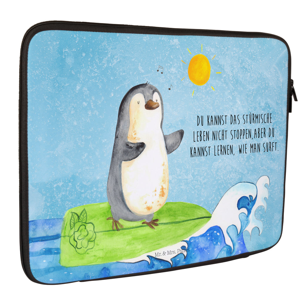 Notebook Tasche Pinguin Surfer Notebook Tasche, Laptop, Computertasche, Tasche, Notebook-Tasche, Notebook-Reisehülle, Notebook Schutz, Pinguin, Pinguine, surfen, Surfer, Hawaii, Urlaub, Wellen, Wellen reiten, Portugal