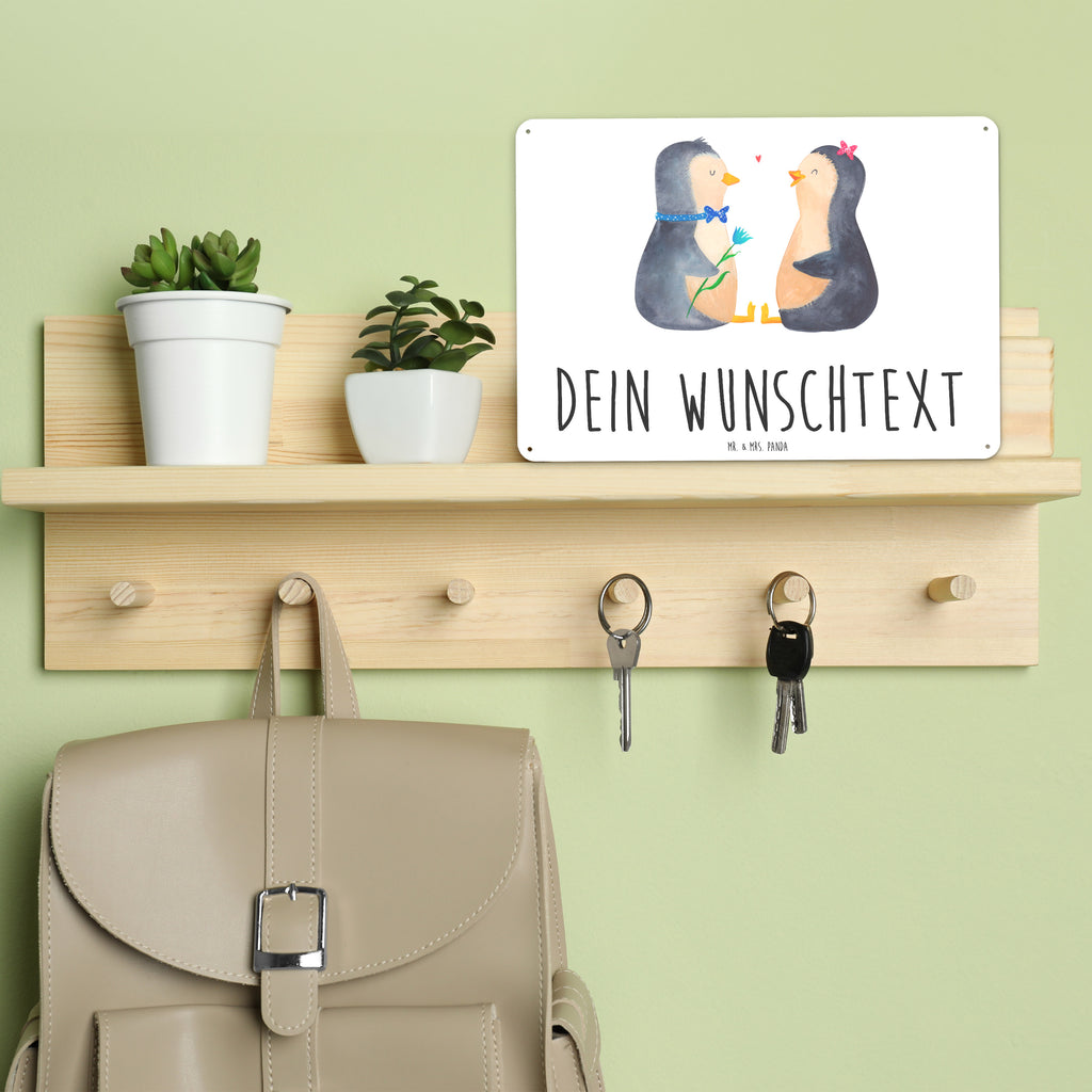 Personalisiertes Blechschild Pinguin Pärchen Blechschild, Metallschild, Geschenk Schild, Schild, Magnet-Metall-Schild, Deko Schild, Wandschild, Wand-Dekoration, Türschild, Pinguin, Pinguine, Liebe, Liebespaar, Liebesbeweis, Liebesgeschenk, Verlobung, Jahrestag, Hochzeitstag, Hochzeit, Hochzeitsgeschenk, große Liebe, Traumpaar