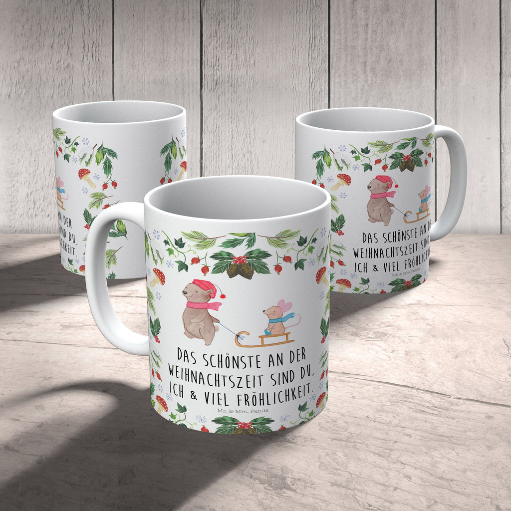 Tasse Bär Maus Schlitten Tasse, Kaffeetasse, Teetasse, Becher, Kaffeebecher, Teebecher, Keramiktasse, Porzellantasse, Büro Tasse, Geschenk Tasse, Tasse Sprüche, Tasse Motive, Kaffeetassen, Tasse bedrucken, Designer Tasse, Cappuccino Tassen, Schöne Teetassen, Winter, Weihnachten, Weihnachtsdeko, Nikolaus, Advent, Heiligabend, Wintermotiv