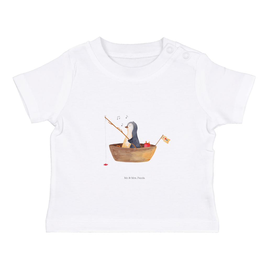 Organic Baby Shirt Pinguin Angelboot Baby T-Shirt, Jungen Baby T-Shirt, Mädchen Baby T-Shirt, Shirt, Pinguin, Pinguine, Angeln, Boot, Angelboot, Lebenslust, Leben, genießen, Motivation, Neustart, Neuanfang, Trennung, Scheidung, Geschenkidee Liebeskummer