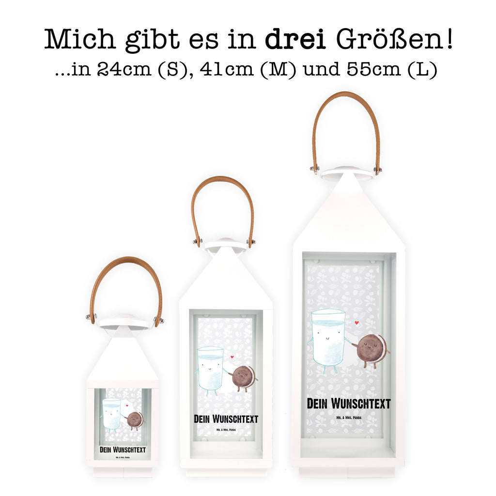 Personalisierte Deko Laterne Milch & Keks Gartenlampe, Gartenleuchte, Gartendekoration, Gartenlicht, Laterne kleine Laternen, XXL Laternen, Laterne groß, Tiermotive, Gute Laune, lustige Sprüche, Tiere, Milk, Cookie, Milch, Keks, Kekse, Kaffee, Einladung Frühstück, Motiv süß, romantisch, perfektes Paar