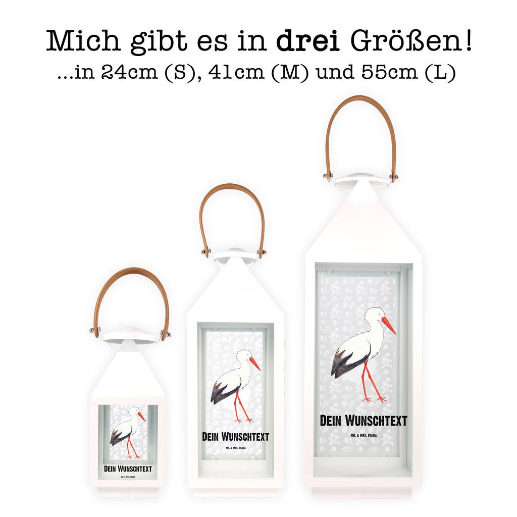 Personalisierte Deko Laterne Storch Gartenlampe, Gartenleuchte, Gartendekoration, Gartenlicht, Laterne kleine Laternen, XXL Laternen, Laterne groß, Tiermotive, Gute Laune, lustige Sprüche, Tiere, Storch, Störche, Schwangerschaft, Geburt, Mutter, Mütter, Mutter werden, Schwanger, Babybauch, Baby