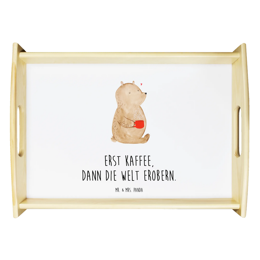 Serviertablett Bär Kaffee Serviertablett, Tablett, Holztablett, Küchentablett, Dekotablett, Frühstückstablett, Bär, Teddy, Teddybär, Kaffee, Coffee, Bären, guten Morgen, Morgenroutine, Welt erobern, Welt retten, Motivation