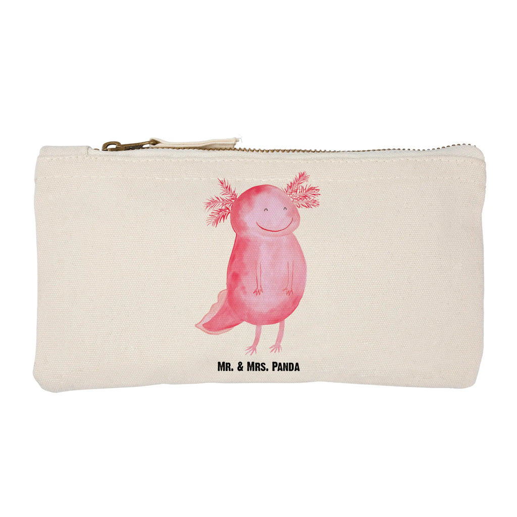 Schminktasche Axolotl Glücklich Schminktasche, Kosmetiktasche, Kosmetikbeutel, Stiftemäppchen, Etui, Federmappe, Makeup, XXL, Schminketui, Kosmetiketui, Schlamperetui, Axolotl, Molch, Axolot, Schwanzlurch, Lurch, Lurche, Motivation, gute Laune