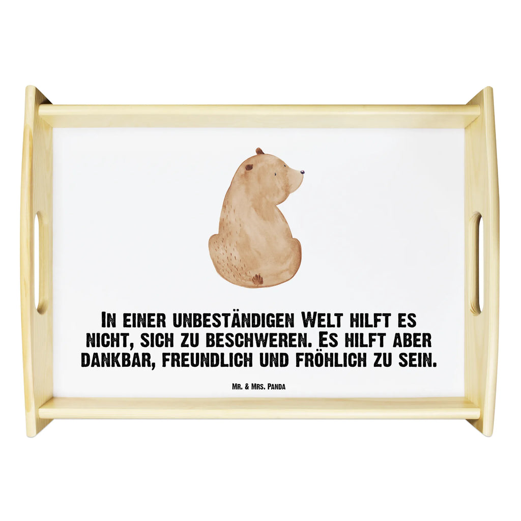 Serviertablett Bär Schulterblick Serviertablett, Tablett, Holztablett, Küchentablett, Dekotablett, Frühstückstablett, Bär, Teddy, Teddybär, Selbstachtung, Weltansicht, Motivation, Bären, Bärenliebe, Weisheit