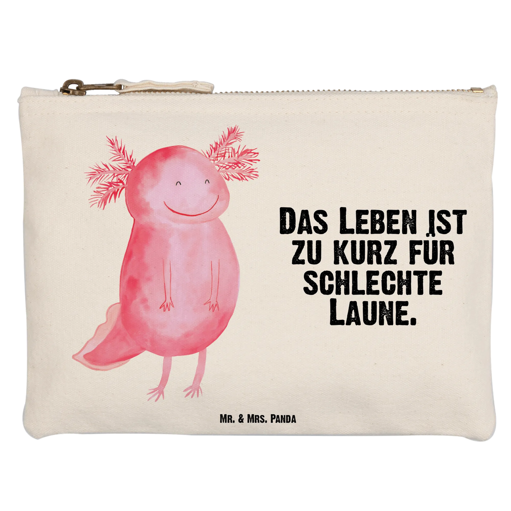 Schminktasche Axolotl Glücklich Schminktasche, Kosmetiktasche, Kosmetikbeutel, Stiftemäppchen, Etui, Federmappe, Makeup, XXL, Schminketui, Kosmetiketui, Schlamperetui, Axolotl, Molch, Axolot, Schwanzlurch, Lurch, Lurche, Motivation, gute Laune