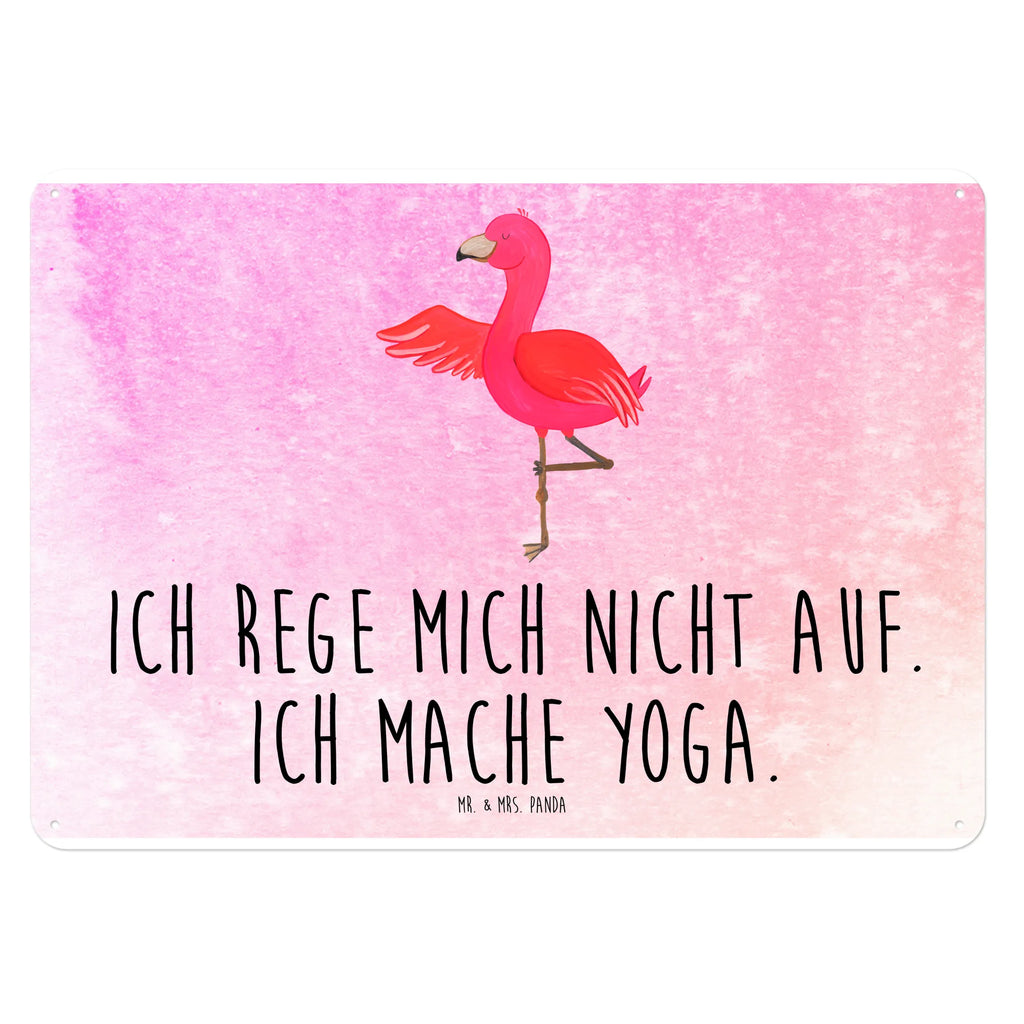 Blechschild Flamingo Yoga Blechschild, Metallschild, Geschenk Schild, Schild, Magnet-Metall-Schild, Deko Schild, Wandschild, Wand-Dekoration, Türschild, Flamingo, Vogel, Yoga, Namaste, Achtsamkeit, Yoga-Übung, Entspannung, Ärger, Aufregen, Tiefenentspannung