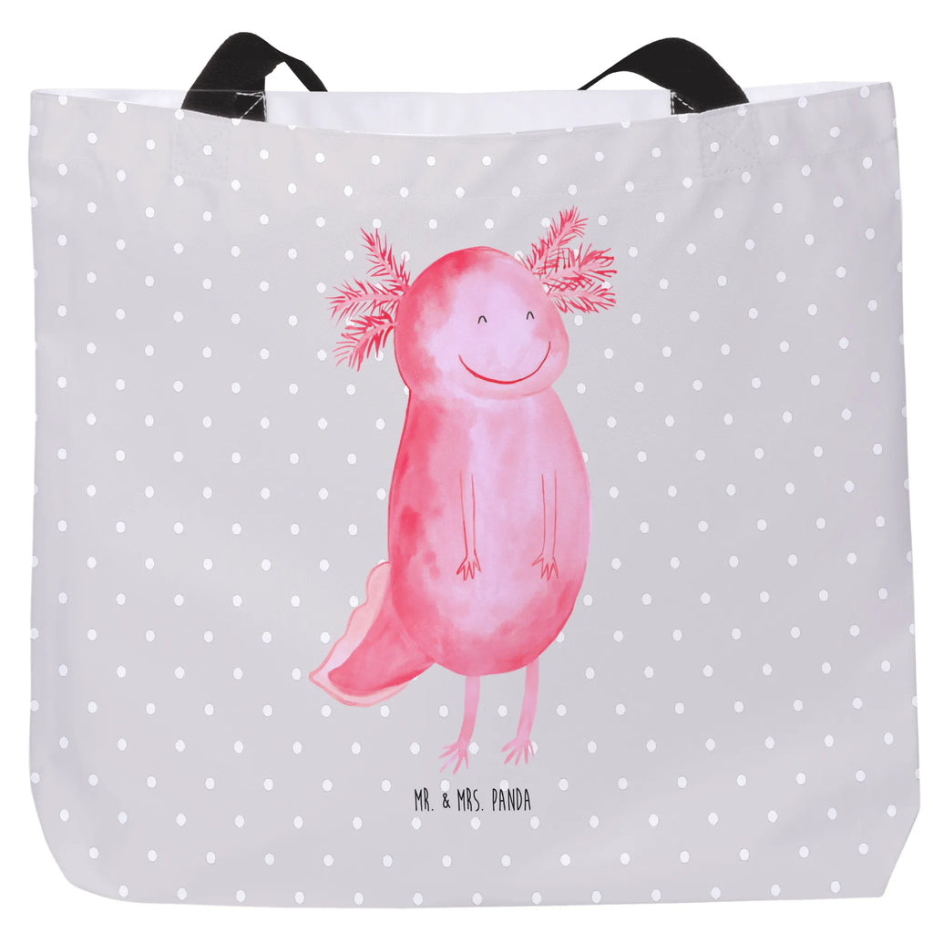 Shopper Axolotl Glücklich Beutel, Einkaufstasche, Tasche, Strandtasche, Einkaufsbeutel, Shopper, Schultasche, Freizeittasche, Tragebeutel, Schulbeutel, Alltagstasche, Axolotl, Molch, Axolot, Schwanzlurch, Lurch, Lurche, Motivation, gute Laune