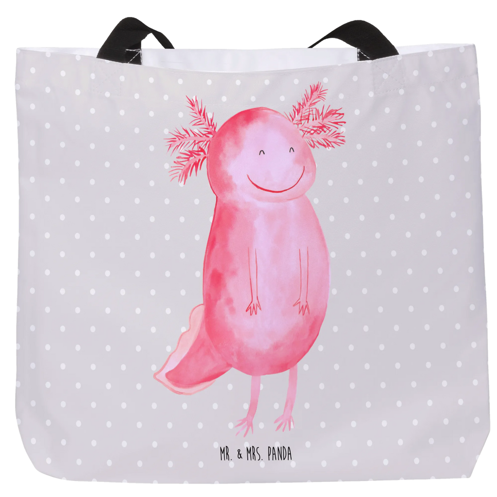 Shopper Axolotl Glücklich Beutel, Einkaufstasche, Tasche, Strandtasche, Einkaufsbeutel, Shopper, Schultasche, Freizeittasche, Tragebeutel, Schulbeutel, Alltagstasche, Axolotl, Molch, Axolot, Schwanzlurch, Lurch, Lurche, Motivation, gute Laune