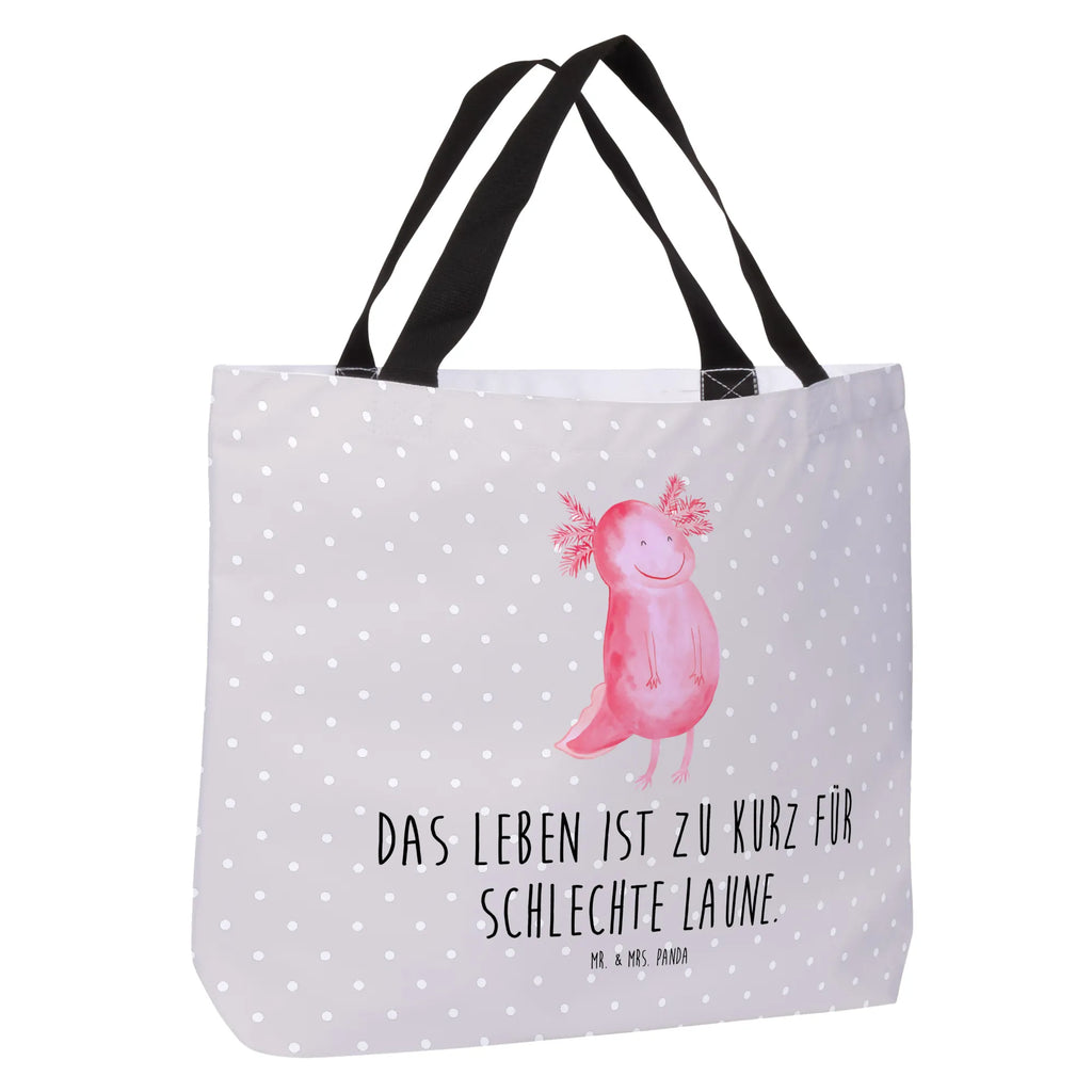 Shopper Axolotl Glücklich Beutel, Einkaufstasche, Tasche, Strandtasche, Einkaufsbeutel, Shopper, Schultasche, Freizeittasche, Tragebeutel, Schulbeutel, Alltagstasche, Axolotl, Molch, Axolot, Schwanzlurch, Lurch, Lurche, Motivation, gute Laune