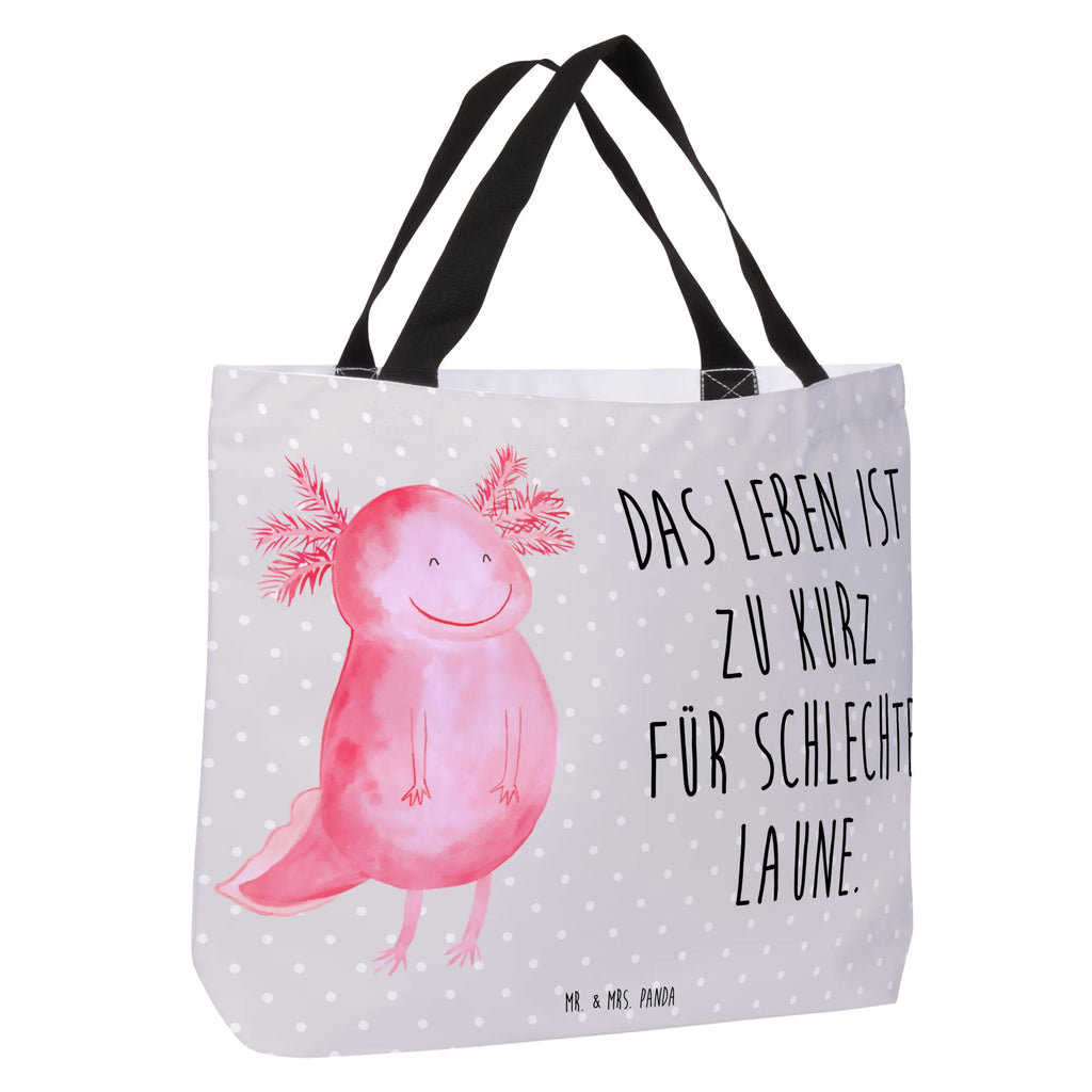 Shopper Axolotl Glücklich Beutel, Einkaufstasche, Tasche, Strandtasche, Einkaufsbeutel, Shopper, Schultasche, Freizeittasche, Tragebeutel, Schulbeutel, Alltagstasche, Axolotl, Molch, Axolot, Schwanzlurch, Lurch, Lurche, Motivation, gute Laune