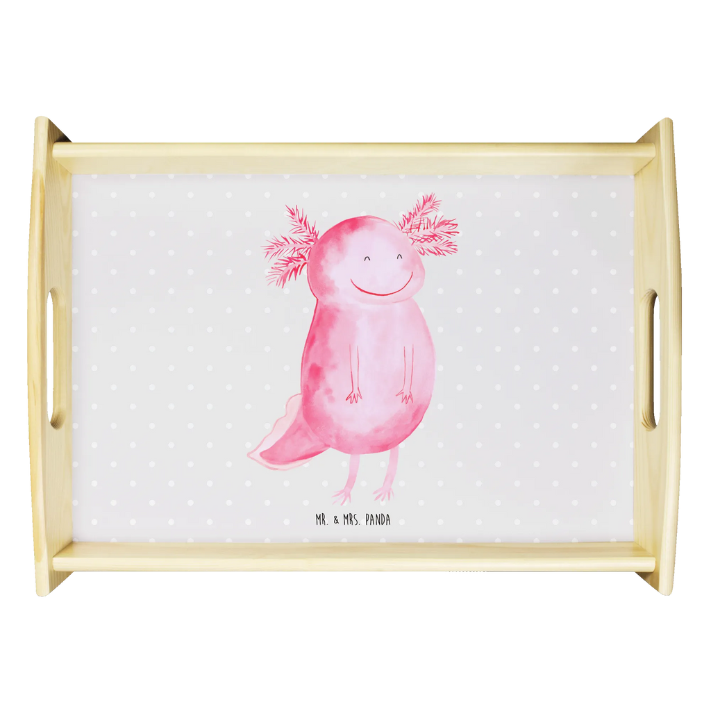 Serviertablett Axolotl glücklich Serviertablett, Tablett, Holztablett, Küchentablett, Dekotablett, Frühstückstablett, Axolotl, Molch, Axolot, Schwanzlurch, Lurch, Lurche, Motivation, gute Laune