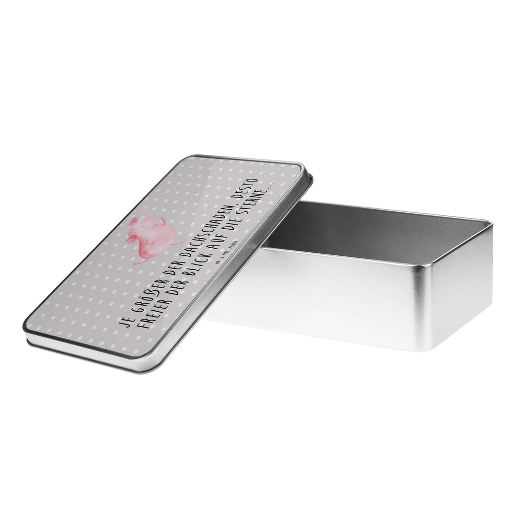 Metalldose rechteckig Axolotl Tanzen Blechdose, Metalldose, Blechbox, Container, Keksdose, Vorratsdose, Vorratsbox, Döschen, Versperbox, Vesperdose, Aufbewahrungsdose, Aufbewahrungsbox, Aluminiumdose, Dose, Axolotl, Molch, Axolot, Schwanzlurch, Lurch, Lurche, Dachschaden, Sterne, verrückt, Freundin, beste Freundin