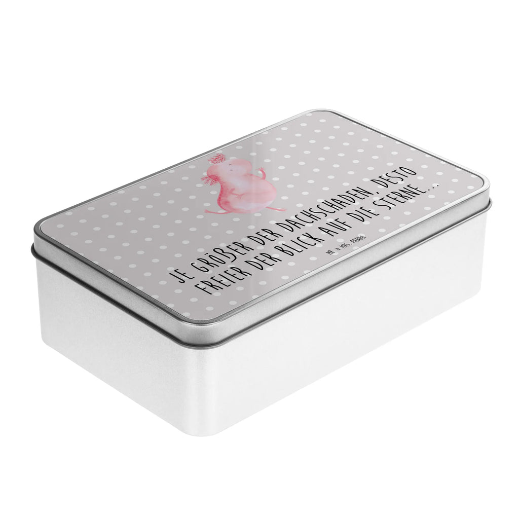 Metalldose rechteckig Axolotl Tanzen Blechdose, Metalldose, Blechbox, Container, Keksdose, Vorratsdose, Vorratsbox, Döschen, Versperbox, Vesperdose, Aufbewahrungsdose, Aufbewahrungsbox, Aluminiumdose, Dose, Axolotl, Molch, Axolot, Schwanzlurch, Lurch, Lurche, Dachschaden, Sterne, verrückt, Freundin, beste Freundin