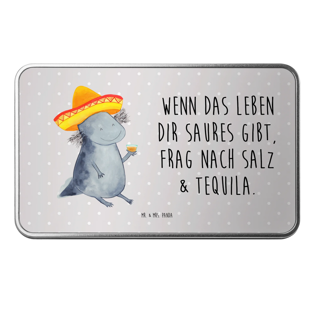 Metalldose rechteckig Axolotl Tequila Blechdose, Metalldose, Blechbox, Container, Keksdose, Vorratsdose, Vorratsbox, Döschen, Versperbox, Vesperdose, Aufbewahrungsdose, Aufbewahrungsbox, Aluminiumdose, Dose, Axolotl, Molch, Mexico, Mexiko, Sombrero, Zitrone, Tequila, Motivation, Spruch, Schwanzlurch, Lurch, Lurche, Axolot, Feuerdrache, Feuersalamander