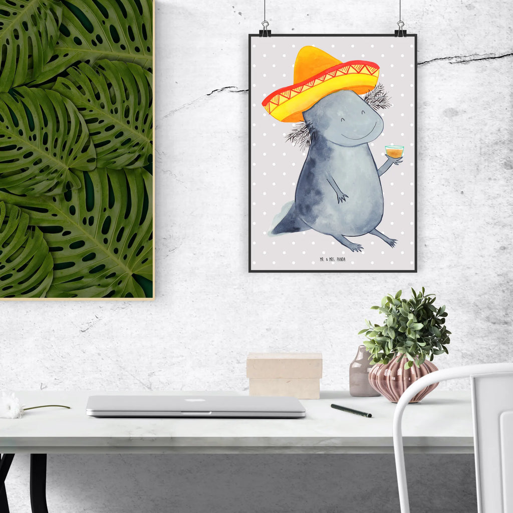 Poster Axolotl Tequila Poster, Wandposter, Bild, Wanddeko, Küchenposter, Kinderposter, Wanddeko Bild, Raumdekoration, Wanddekoration, Handgemaltes Poster, Mr. & Mrs. Panda Poster, Designposter, Kunstdruck, Posterdruck, Axolotl, Molch, Mexico, Mexiko, Sombrero, Zitrone, Tequila, Motivation, Spruch, Schwanzlurch, Lurch, Lurche, Axolot, Feuerdrache, Feuersalamander