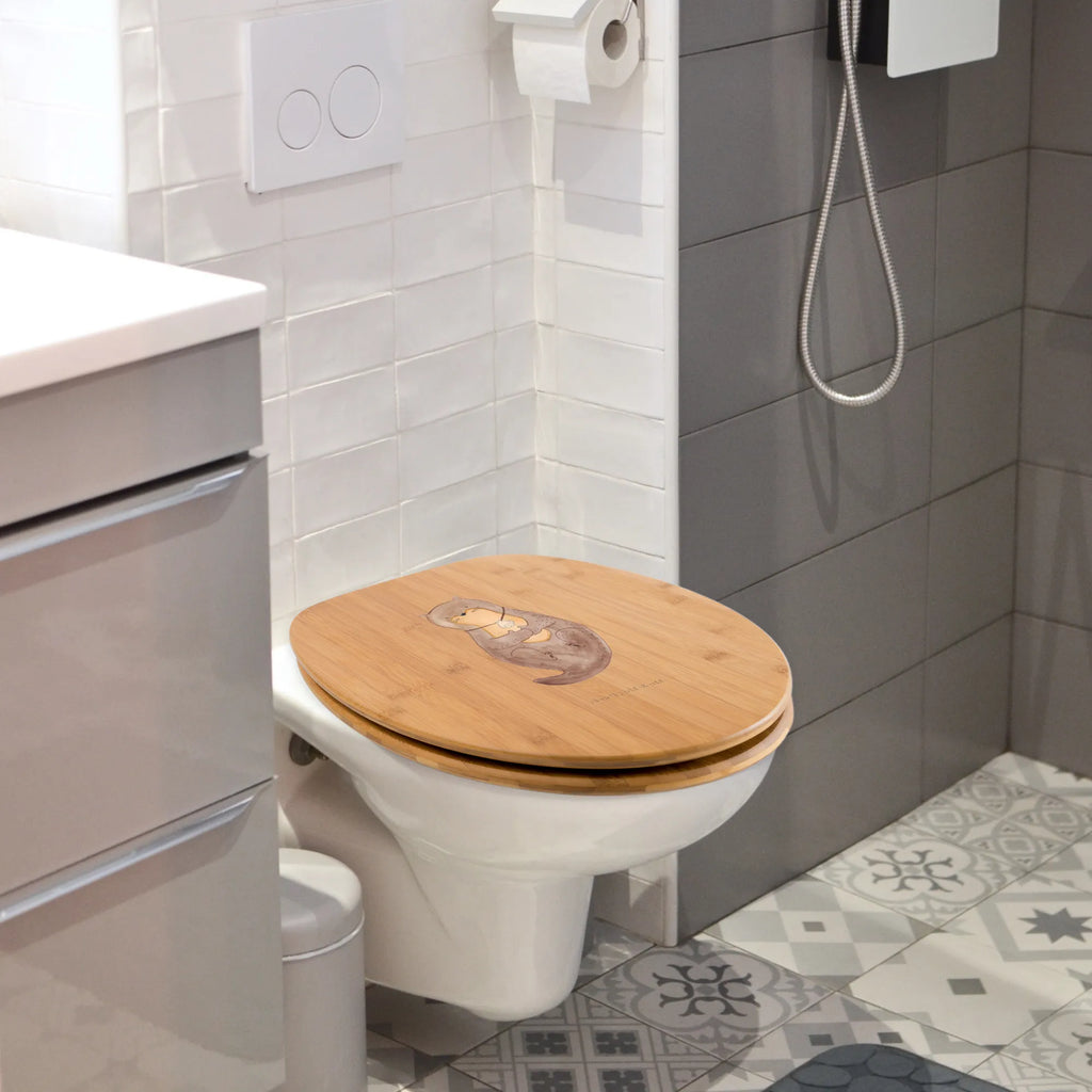 Motiv WC Sitz Otter Muschel Klobrille, Klodeckel, Toilettendeckel, WC-Sitz, Toilette, Otter, Fischotter, Seeotter, Otterliebe, grübeln, träumen, Motivation, Tagträumen, Büro