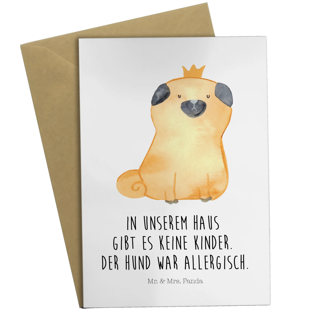 Grußkarte Mops Krone Grußkarte, Klappkarte, Einladungskarte, Glückwunschkarte, Hochzeitskarte, Geburtstagskarte, Karte, Ansichtskarten, Hund, Hundemotiv, Haustier, Hunderasse, Tierliebhaber, Hundebesitzer, Sprüche, Mops, allergisch, kinderlos, Hausregel, Hundebesitzer. Spruch, lustig