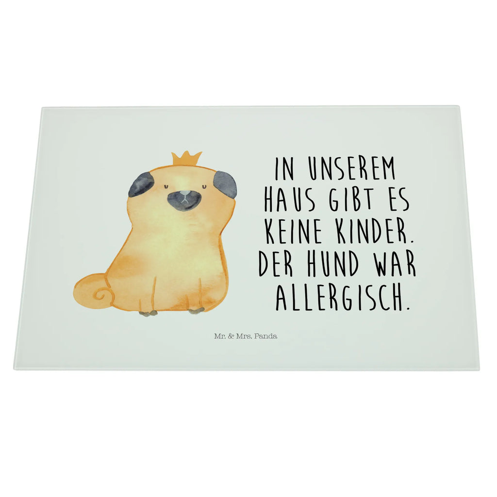 Glasschneidebrett Mops Krone Glasschneidebrett, Schneidebrett, Hund, Hundemotiv, Haustier, Hunderasse, Tierliebhaber, Hundebesitzer, Sprüche, Mops, allergisch, kinderlos, Hausregel, Hundebesitzer. Spruch, lustig