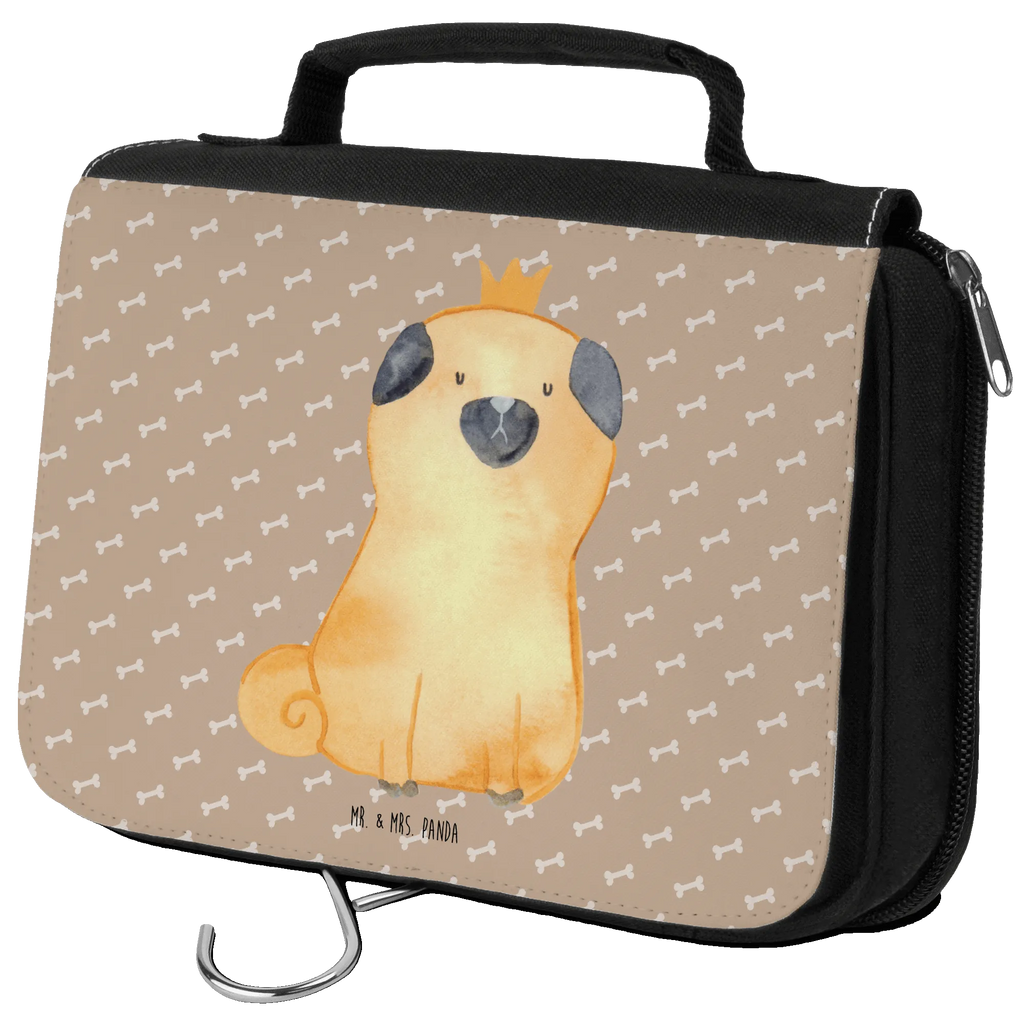 Kulturbeutel Mops Krone Kulturbeutel, Zum Aufhängen, Waschtasche, Kosmetiktasche, Damen, Herren, Aufbewahrungstasche, Schminktasche, Kosmetikbeutel, Organizer, Kulturtasche, Schminkutensil, Hund, Hundemotiv, Haustier, Hunderasse, Tierliebhaber, Hundebesitzer, Sprüche, Mops, allergisch, kinderlos, Hausregel, Hundebesitzer. Spruch, lustig