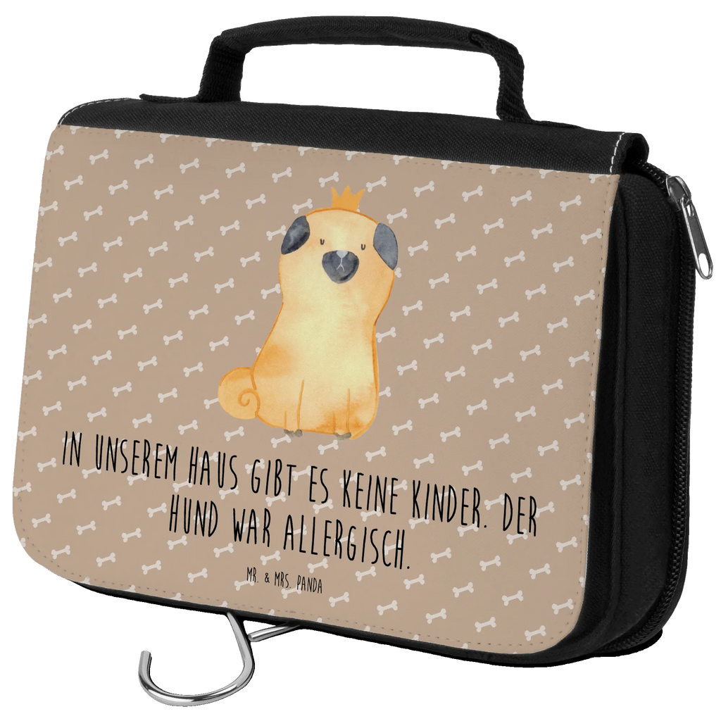 Kulturbeutel Mops Krone Kulturbeutel, Zum Aufhängen, Waschtasche, Kosmetiktasche, Damen, Herren, Aufbewahrungstasche, Schminktasche, Kosmetikbeutel, Organizer, Kulturtasche, Schminkutensil, Hund, Hundemotiv, Haustier, Hunderasse, Tierliebhaber, Hundebesitzer, Sprüche, Mops, allergisch, kinderlos, Hausregel, Hundebesitzer. Spruch, lustig